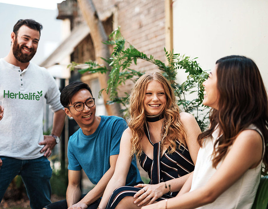 Friends socializing outdoors