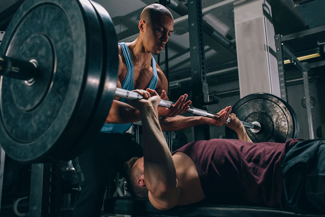 friends at bench press